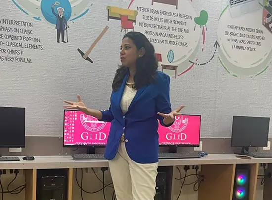 Sangeeta Roychaudhuri (CEO of GIID Pune) Teaching in classroom